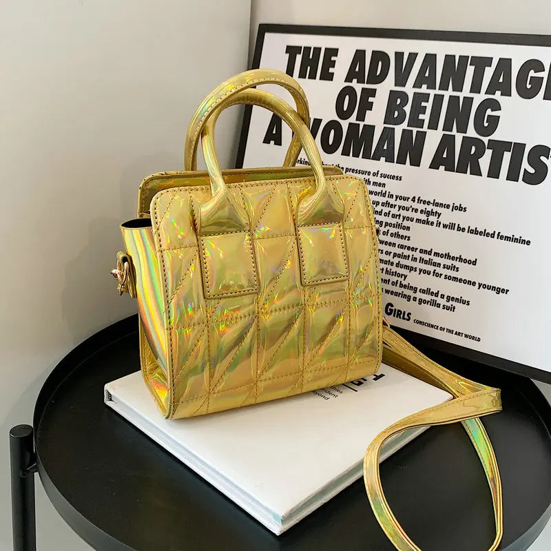 Bright Leather Crossbody Bags for Women Small Tote Bag Lady Shoulder Bag
