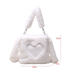 Brown Faux Fur Women Handbags Plush Shoulder Tote Bag