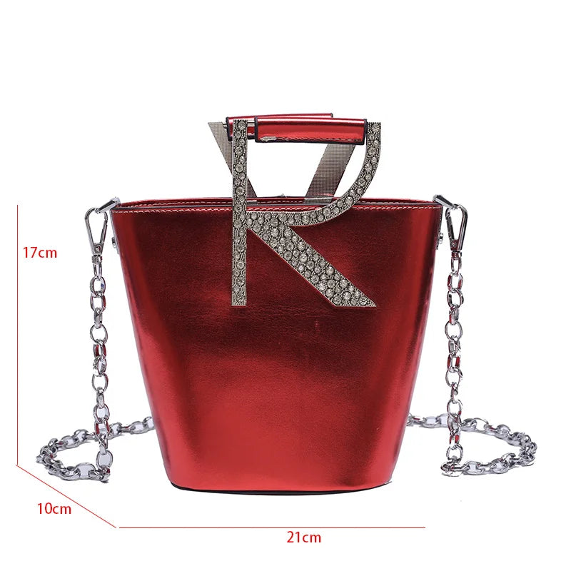 Small Bucket Handbag Pu Leather Tote Crossbody Bag