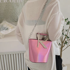 Small Bucket Handbag Pu Leather Tote Crossbody Bag