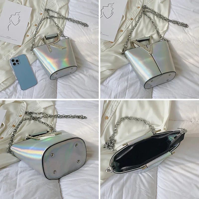 Small Bucket Handbag Pu Leather Tote Crossbody Bag