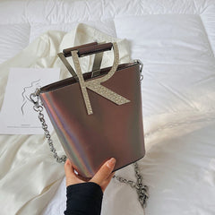 Small Bucket Handbag Pu Leather Tote Crossbody Bag