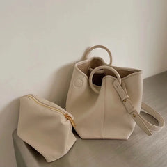 Women's Bucket Shoulder Bag Pu Leather Handbag Crossbody Tote