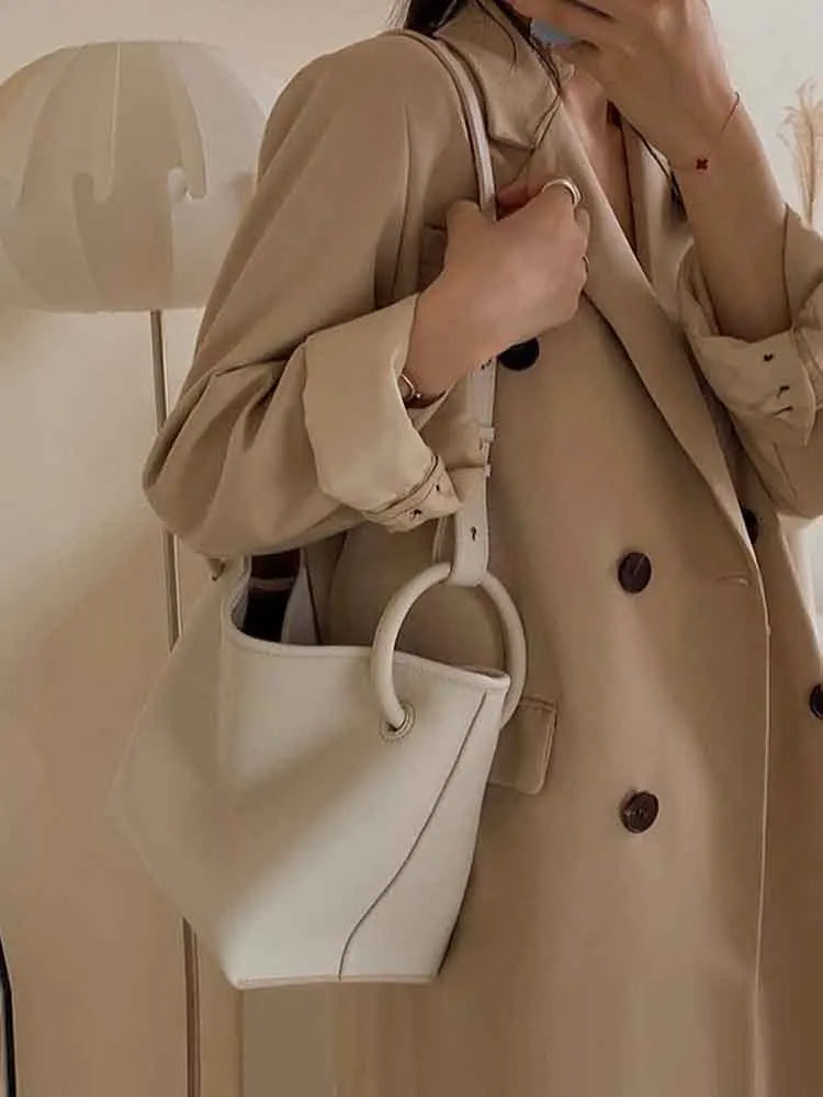 Women's Bucket Shoulder Bag Pu Leather Handbag Crossbody Tote