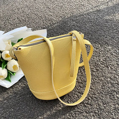 Soft Leather Crossbody Bag Bucket Shoulder Bag