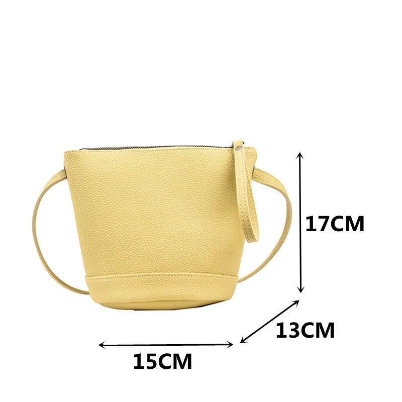 Soft Leather Crossbody Bag Bucket Shoulder Bag
