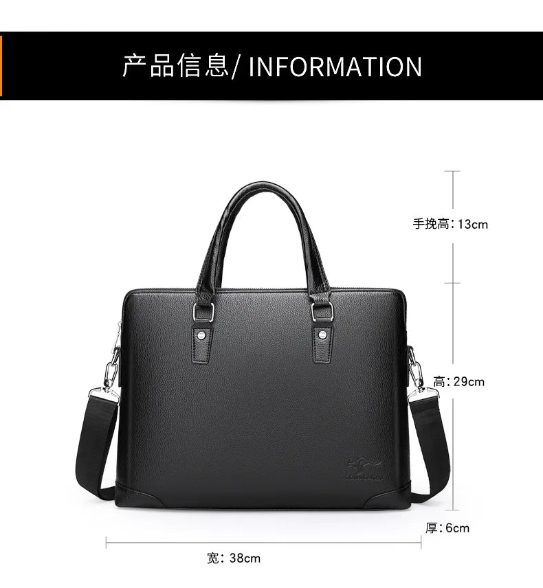 Men's Leather Business Briefcase Laptop Shoulder Bag