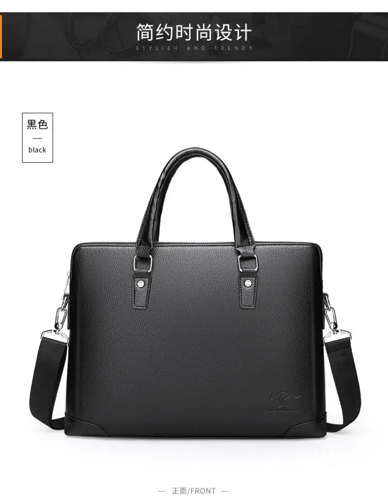 Men's Leather Business Briefcase Laptop Shoulder Bag