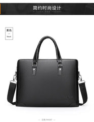 Men's Leather Business Briefcase Laptop Shoulder Bag