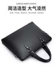 Men's Leather Business Briefcase Laptop Shoulder Bag