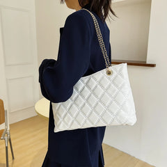 Quilted Chain Tote Bag Women Handbags Large Capacity Shoulder Bag Purse
