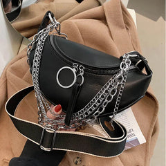 Leather Chain Waist Belt Bag Women Crossbody Chest Pack Phone Purse Fanny Pack