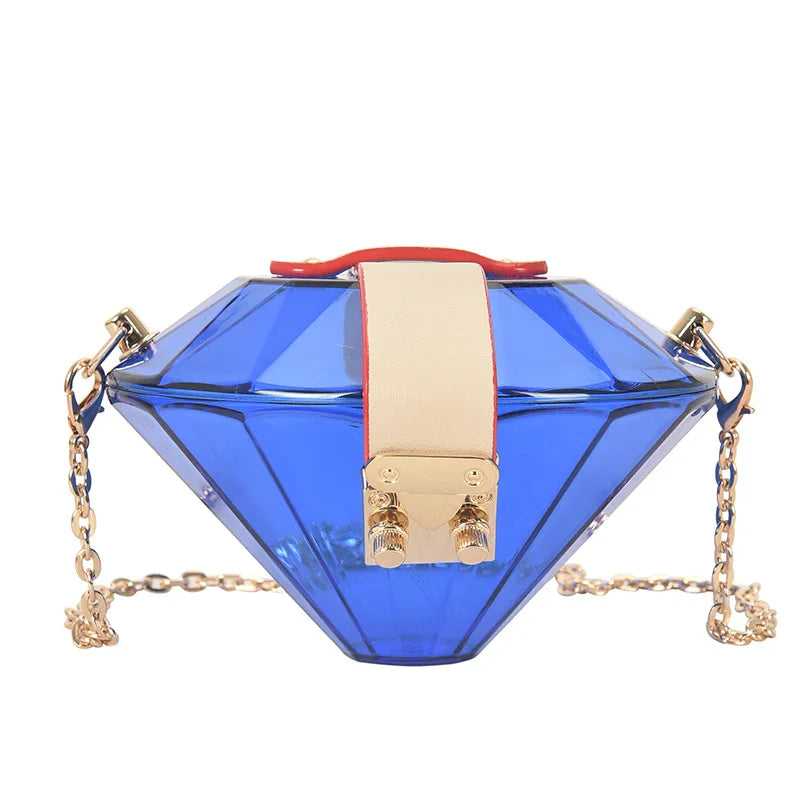 Clear Acrylic Diamonds Crossbody Bag Chain Shoulder Evening Party