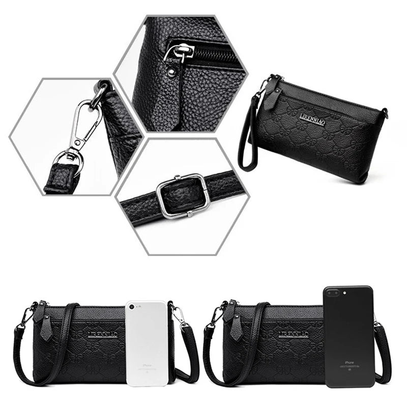 Leather Cross Body Shoulder Bag Clutch Purse