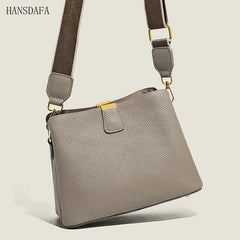 Cow Leather Women Shoulder Crossbody Bag 3 Layer Ladies Small Bucket Handbag