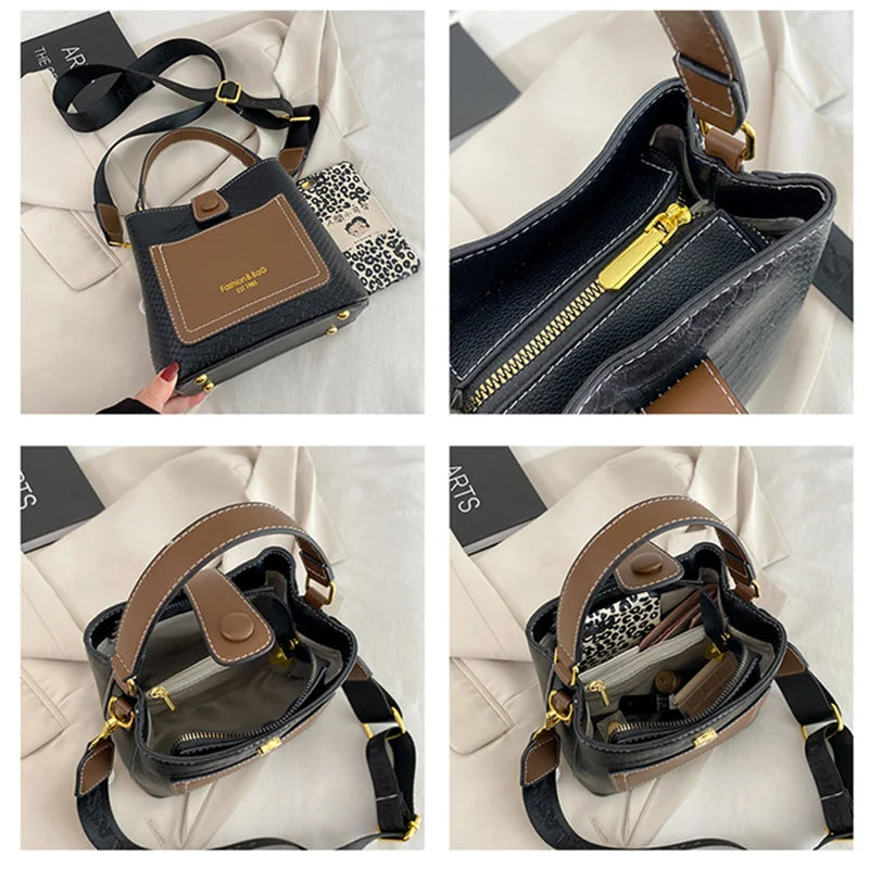 Crocodile Pattern Soft Leather Women's Bucket Bag