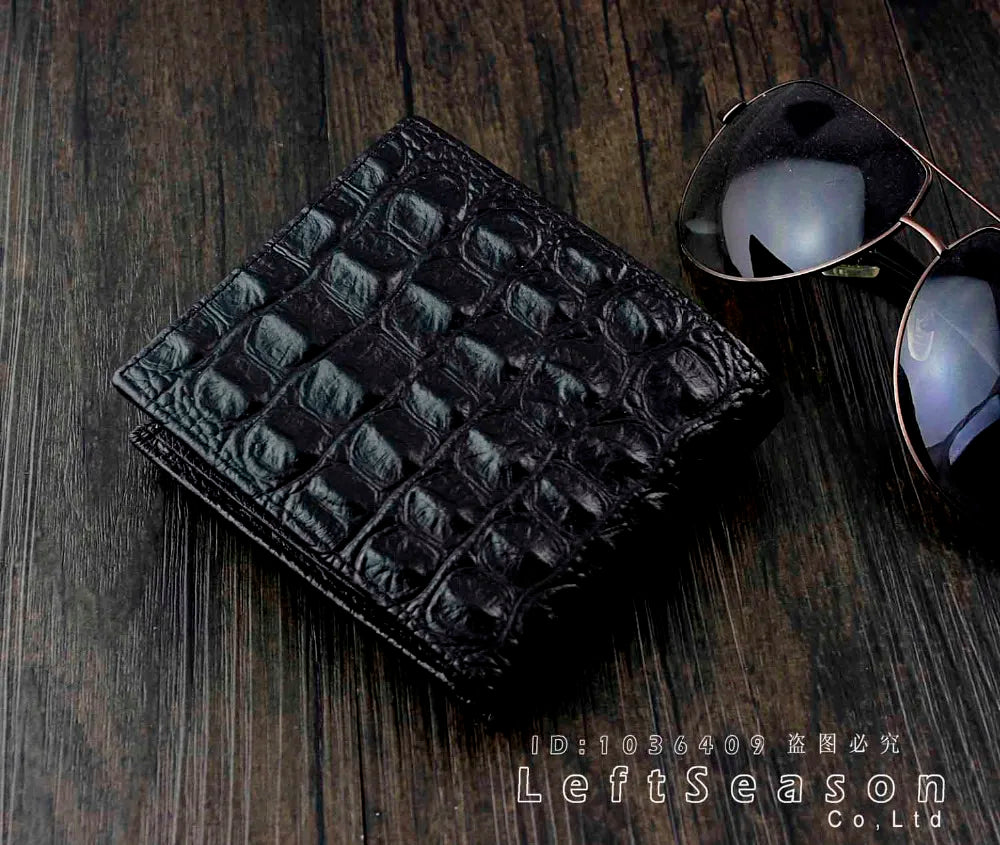 Crocodile Texture Leather Men's Short Wallet