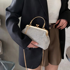 Metal Frame Diamond Handbag Party Clutch Evening Bag