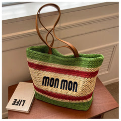 Straw Woven Crossbody Messenger Bag All-match Bucket Handbag