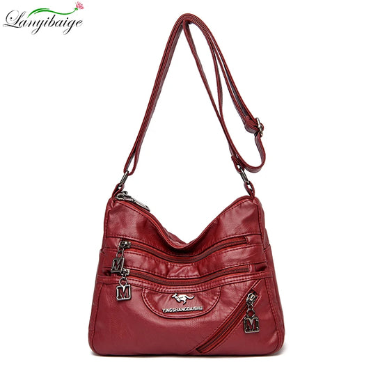 Women's Shoulder Bag Layer Pocket Messenger Handbag - Various Colors