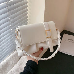 Women's PU Leather Shoulder Bag Pleated Crossbody Handbag