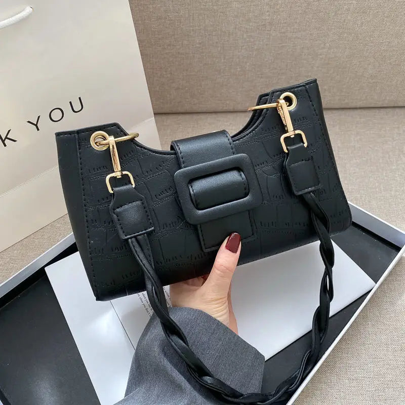 Texture High Ladies Ins Zipper Shoulder Bags Women