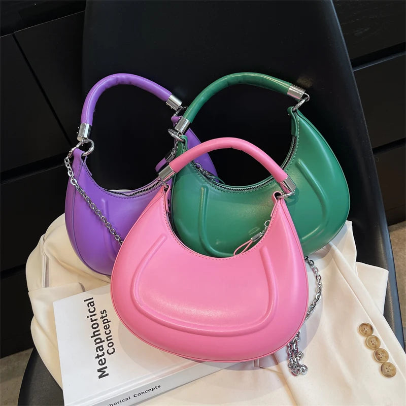 Vintage Leather Clutches Small Shoulder Bag Chain Crossbody Bag