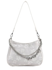 Flower Print Shoulder Crossbody Bag for Women Chain Strap Travel Tote