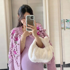 Faux Fur Women's Clutch Purse Soft Plush Shoulder Bag