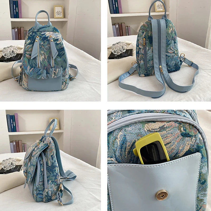 Flower Pattern School Backpack for Girls