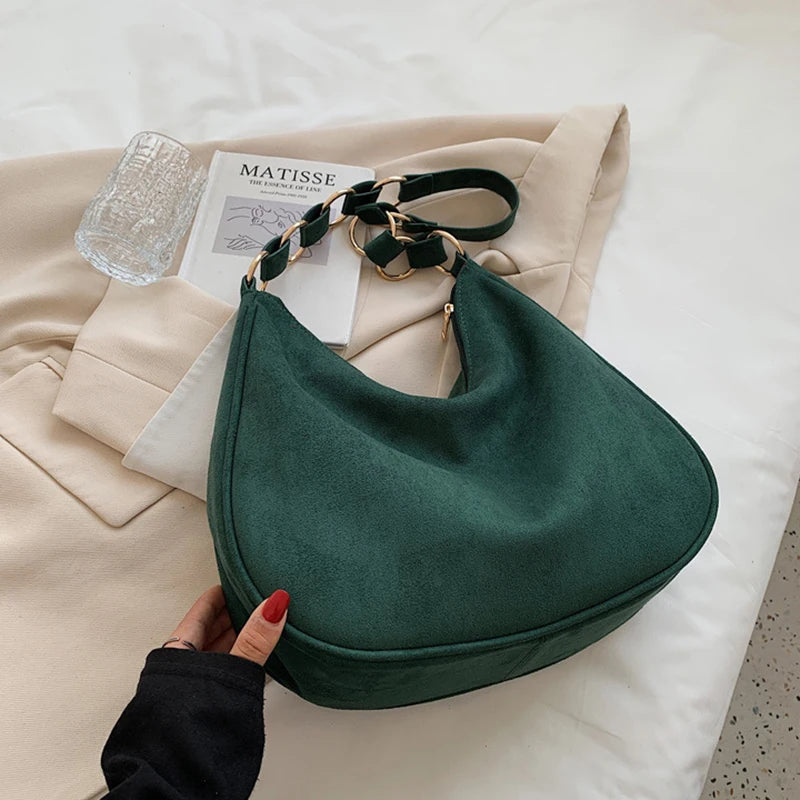 Women's Retro Bucket Bag Suede Shoulder Bag