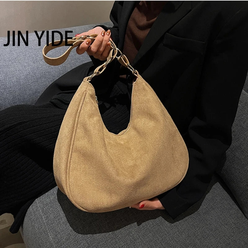 Retro Suede Bucket Bag, Large-capacity Shoulder Bag