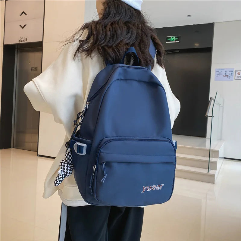 Large Capacity Women's Backpack for Girls Travel Outdoor Solid Color Bag