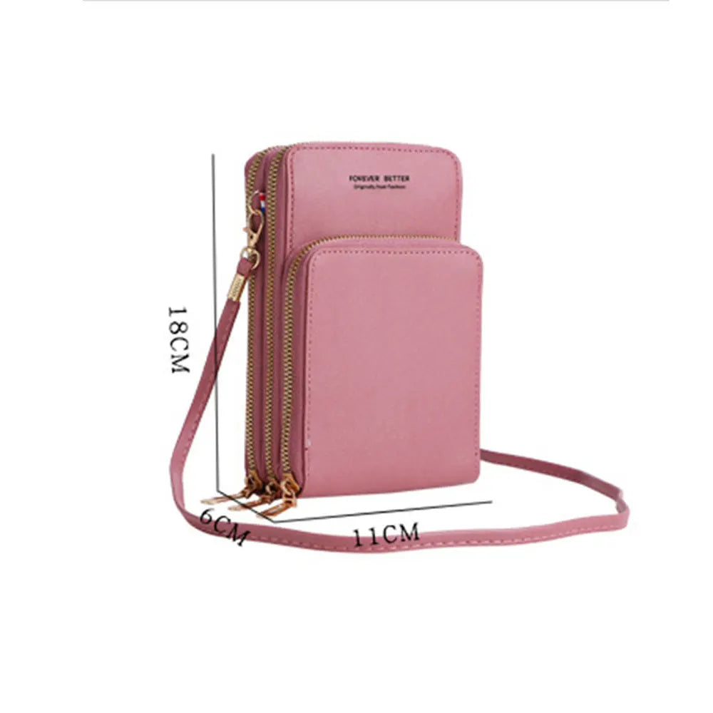 Women's Small Crossbody Messenger Bag with Touch Screen Phone Pocket