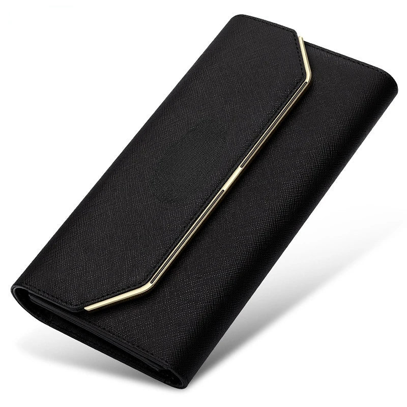 Women's Leather Long Wallet Thin Slim