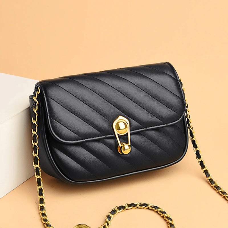 Leather Crossbody Chain Bag for Women