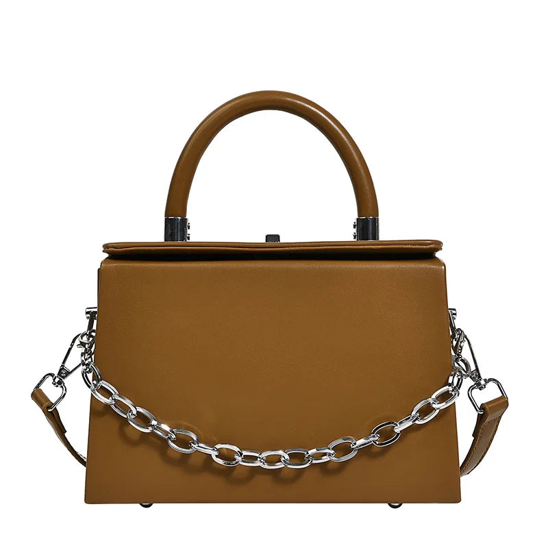 Box Shape Crossbody Bag PU Leather Handbag Women's Shoulder Bags