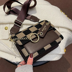 Plaid One Shoulder Crossbody Bag Retro Style Handbag