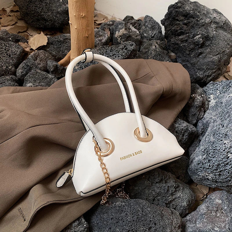 Women's Shoulder Bag Leather Chain Shell Zipper Crossbody Totes