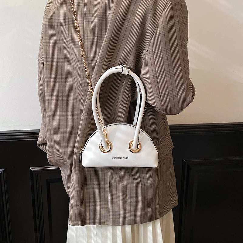 Women's Shoulder Bag Leather Chain Shell Zipper Crossbody Totes