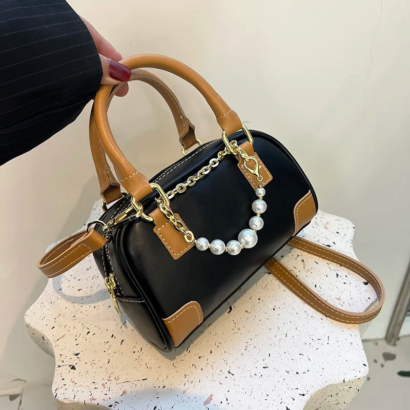 Women's Leather Crossbody Bag Boston Handbag