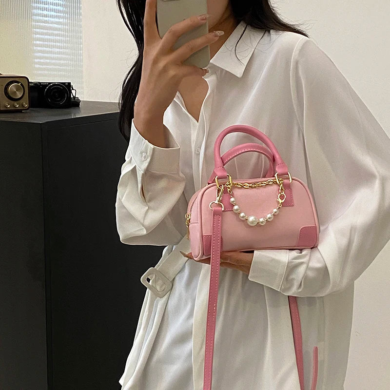 Women's Leather Crossbody Bag Boston Handbag