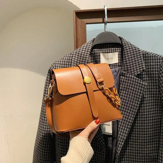 Small Bucket Bag Women PU Leather Shoulder Cross Body Bag