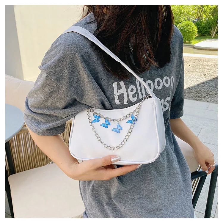 Butterfly Chain Handbag PU Leather Women's Shoulder Bag