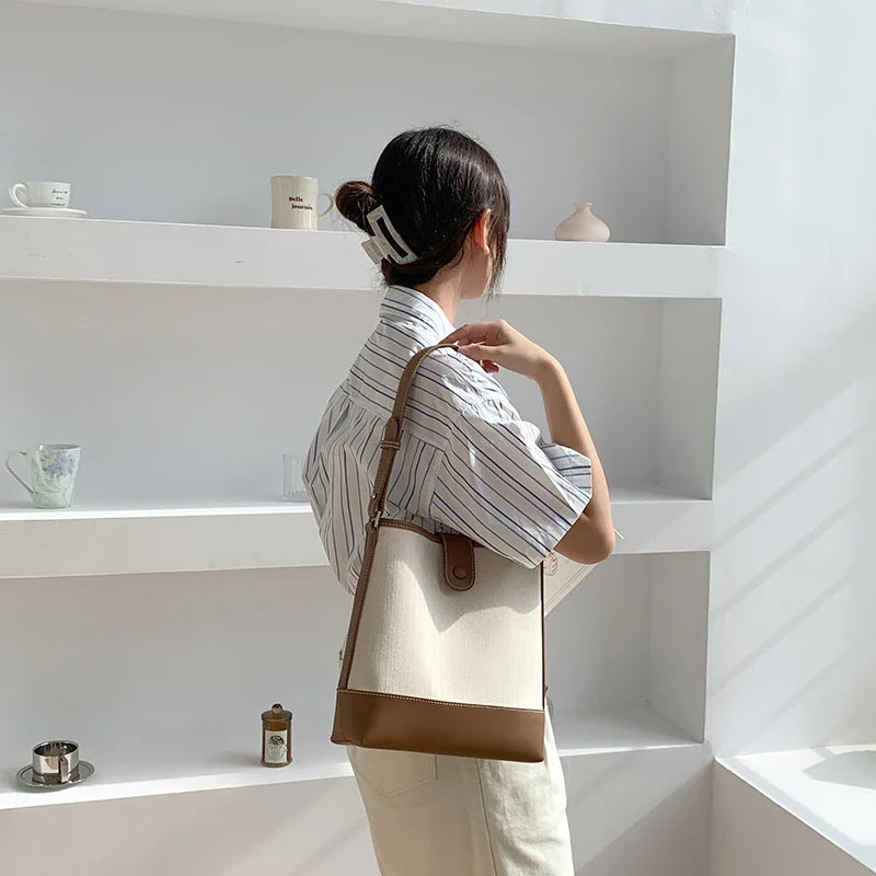 Canvas Patchwork Handbag Autumn Shoulder Bag