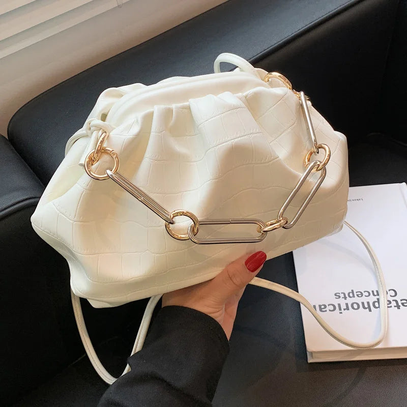 Winter Cloud Crossbody Bag for Women High PU Leather Handbag