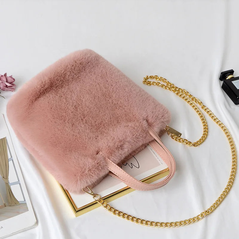 Women's Plush Crossbody Bag Faux Fur Shoulder Handbag