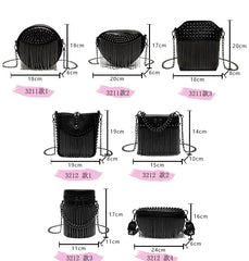 Rivet Shoulder Bag Fringed Crossbody Purse