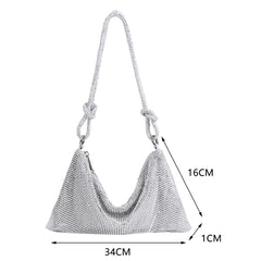 Evening Clutch Bag Silver Crystal Dinner Party Wedding Purses Handbag