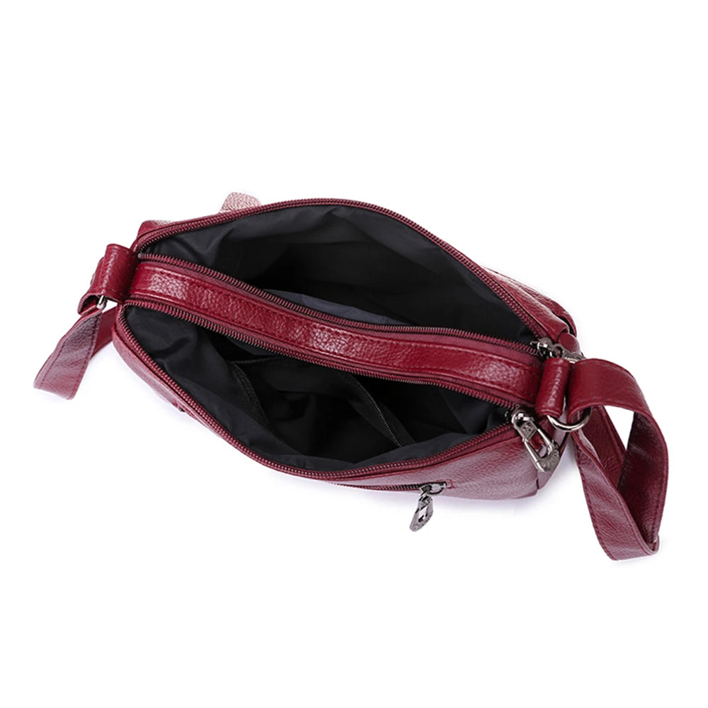 Embroidered Flower Pattern Ladies Shoulder Bags Leather Crossbody Bag